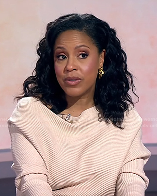 Sheinelle’s pink draped ribbed sweater on Today