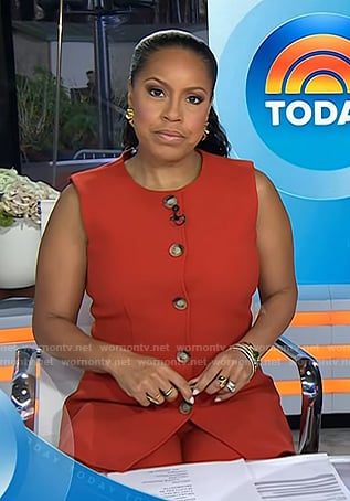 Sheinelle's red vest and pants on Today