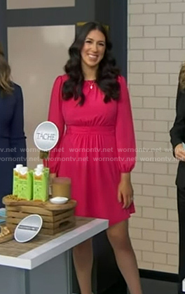 Stefeni Sassos's pink twisted waist mini dress on Good Morning America