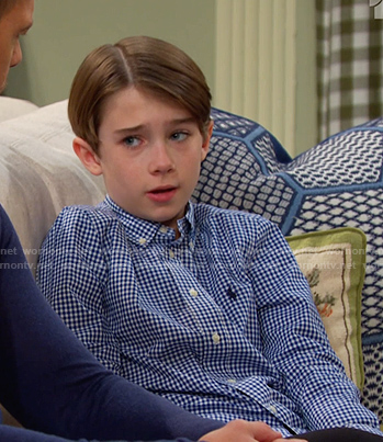 Thomas's blue gingham check shirt on Days of our Lives
