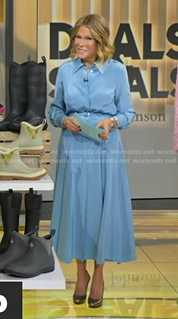 Tory's light blue belted shirtdress on Good Morning America