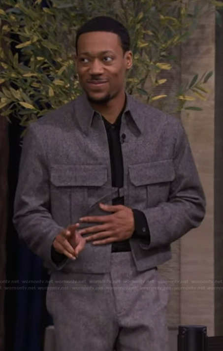 Tyler James Williams's gray jacket and pants on Live with Kelly and Mark