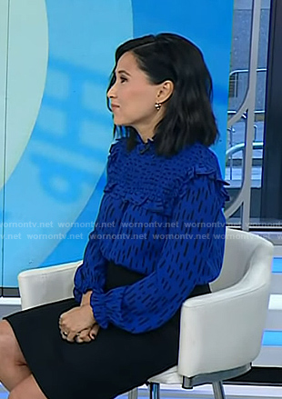 Vicky's blue print smocked top on Today