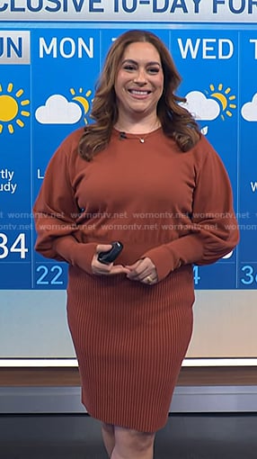 Violeta's brown sweater dress on NBC News Daily