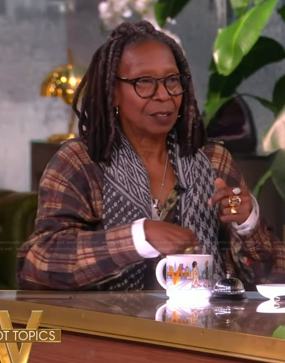 Whoopi's brown plaid dress on The View