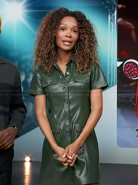 Zuri's green leather dress on Access Hollywood