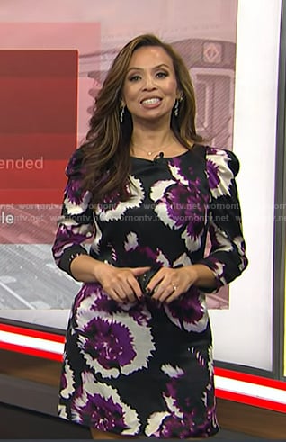 Adelle's black floral puff sleeve dress on Today