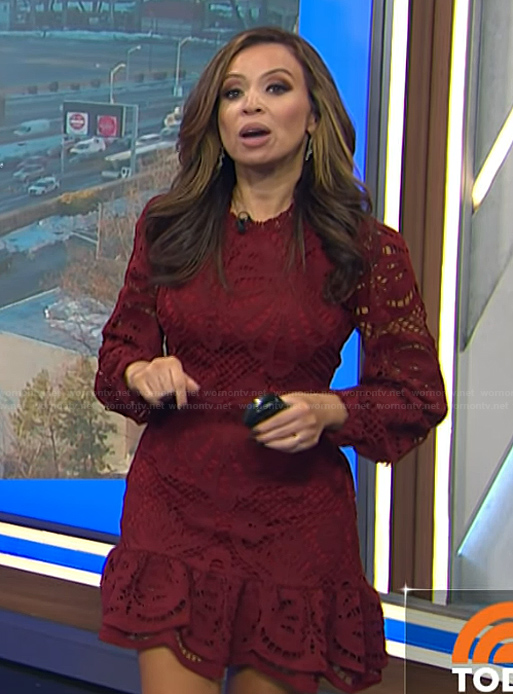 Adelle's burgundy lace dress on Today