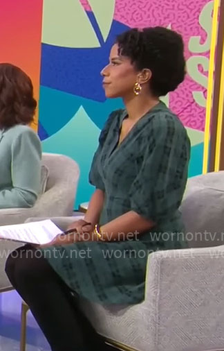 Adriana Diaz's green plaid dress on CBS Mornings