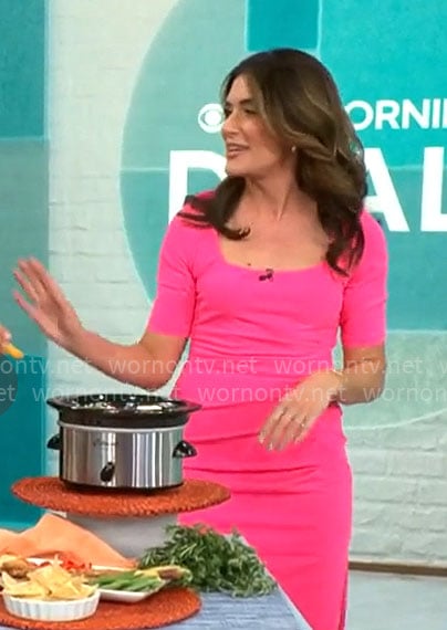 Adriane Kiss's pink sheath dress on CBS Mornings