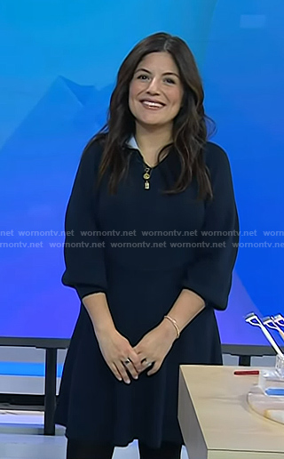 Adrianna's navy collared sweater dress on Today