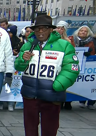 Al Roker's green colorblock down jacket on Today