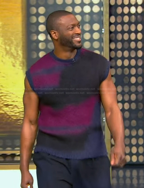 Aldis Hodge's tie dye knit vest on Tamron Hall Show