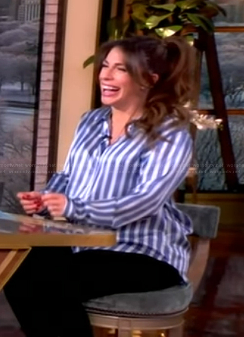 Alyssa's blue stripe blouse on The View