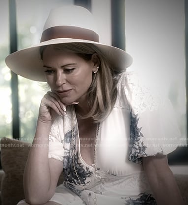 Amanda's white floral v-neck dress on The Real Housewives of Beverly Hills