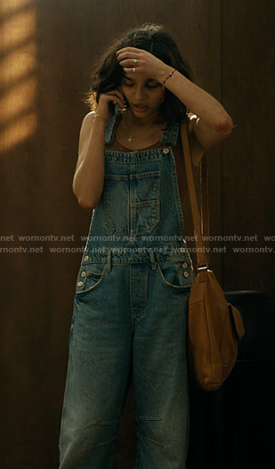 Ariana's denim overalls on Landman