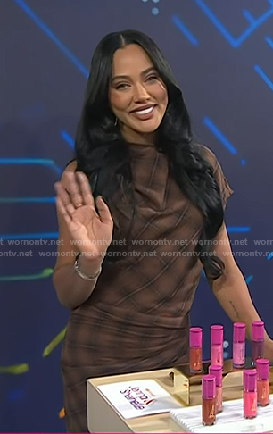 Ayesha Curry's brown plaid dress on Today