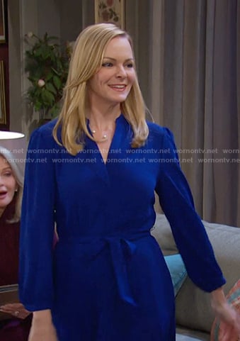 Belle's blue belted shirtdress on Days of our Lives