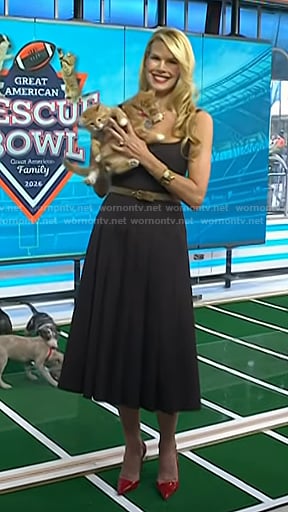 Beth Stern's brown square neck midi dress on Today
