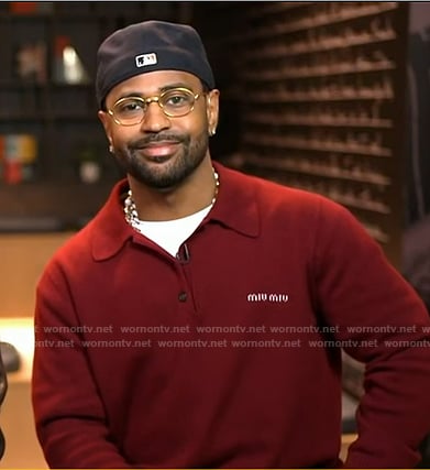 Big Sean's red polo sweater on Good Morning America