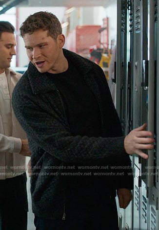 Buck's black check bomber jacket on 9-1-1