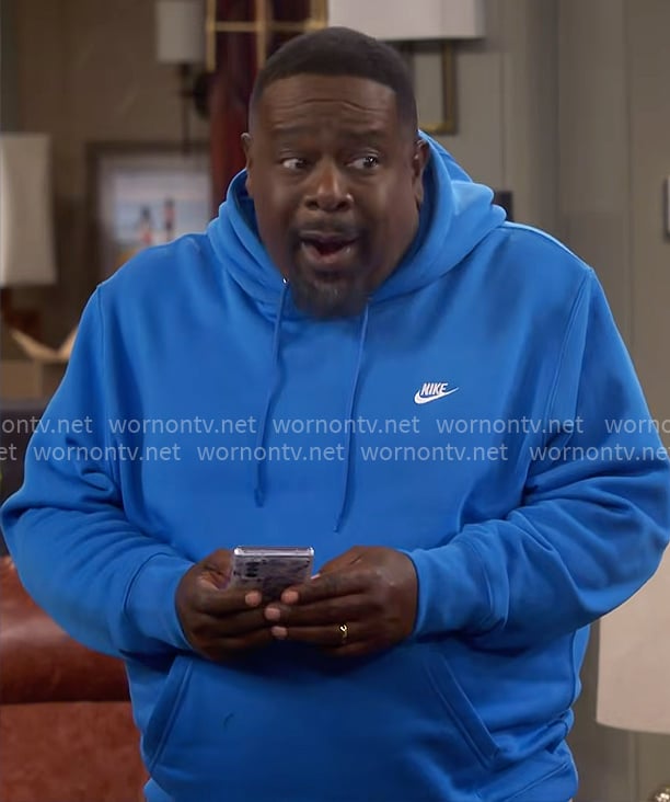 Calvin's blue Nike hoodie on The Neighborhood