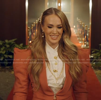Carrie's orange puff shoulder jacket on American Idol