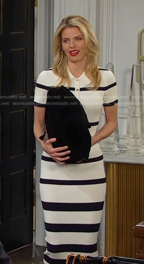 Cat's white striped polo dress on Days of our Lives