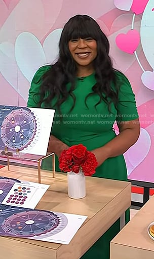 Charli Penn's green ruched sleeve dress on Today