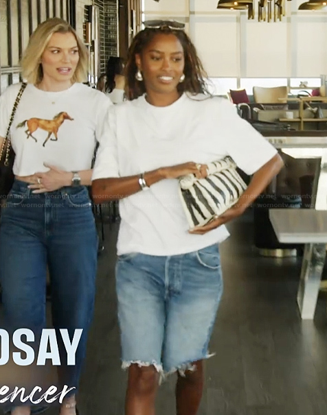 Ciara's distressed denim shorts on Summer House