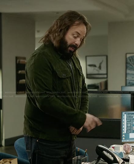 Cisco's green suede jacket on The Lincoln Lawyer