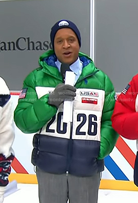 Craig's green down jacket on Today