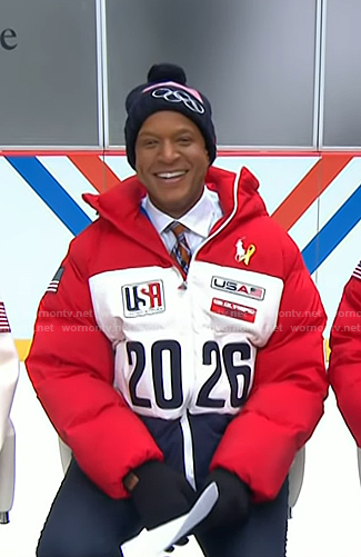 Craig's red, white and navy puffer jacket on Today