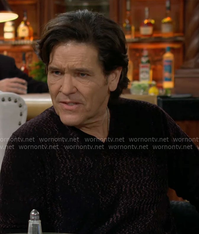 Danny's textured v-neck sweater on The Young and the Restless
