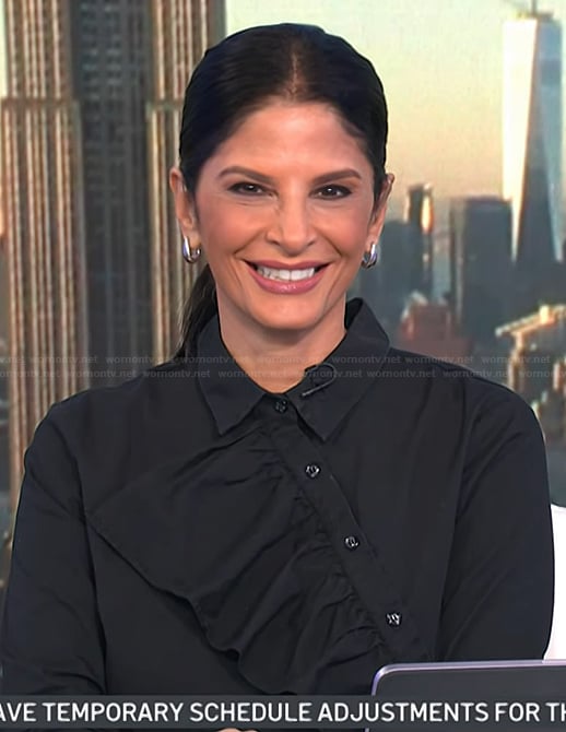 Darlene's black ruffle front blouse on Today