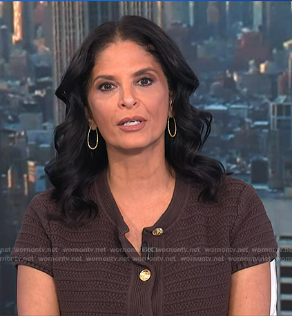 Darlene's brown short sleeve knit cardigan on Today