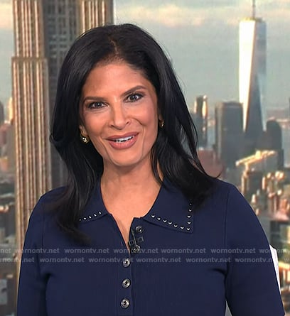 Darlene's navy studded collar polo dress on Today