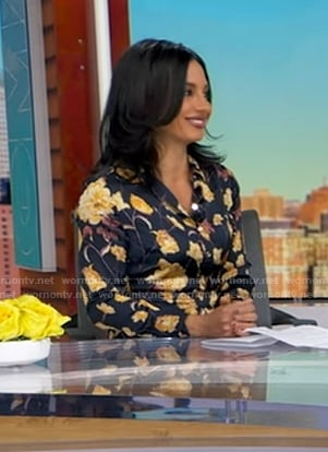 Dr. Tara Narula's navy floral shirtdress on Good Morning America