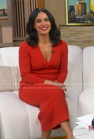 Dr. Tara Narula's red ribbed knit dress on Good Morning America