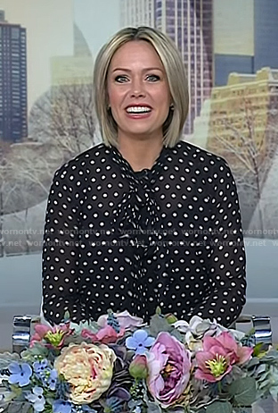 Dylan's black polka dot tie neck blouse on Today