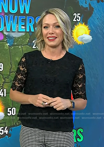Dylan's black short sleeve lace top on Today