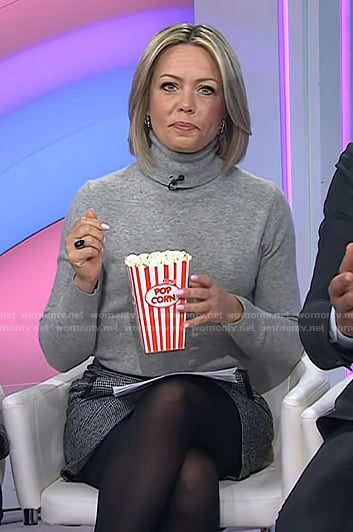 Dylan's grey turtleneck sweater and black mini skirt on Today