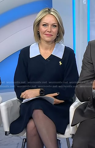 Dylan's navy collared sweater dress on Today