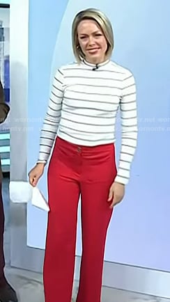 Dylan's white striped top and red pants on Today