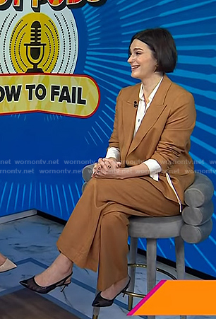 Elizabeth Day's brown blazer and pants on Today