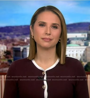 Elizabeth's brown contrast trim dress on Good Morning America