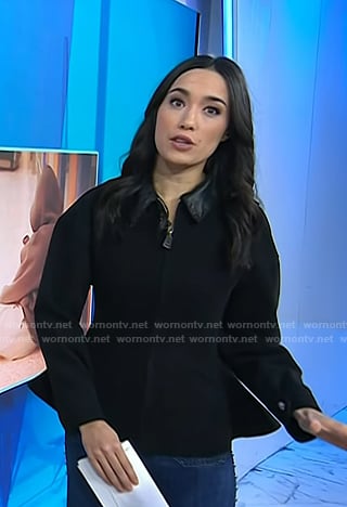 Emilie's black peplum jacket on Today