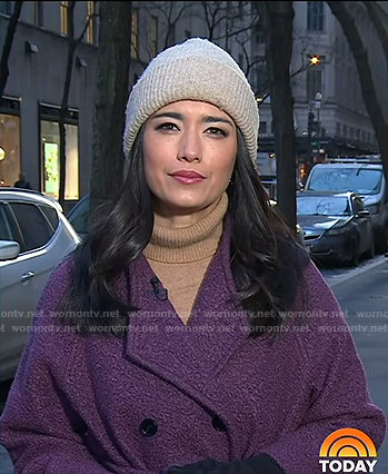 Emilie's purple double breasted coat on Today