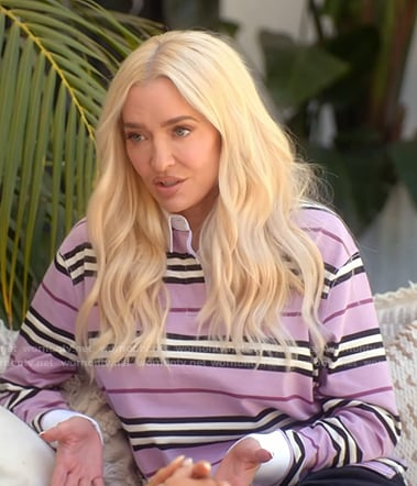 Erika's pink stripe polo top on The Real Housewives of Beverly Hills
