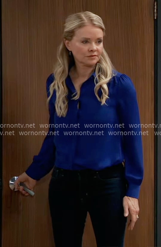 Felicia's blue button down blouse on General Hospital